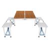 136*85.5*67cm 50kg Aluminum Alloy Table And Chair One Piece Camping One Piece Table And Chair Wood Grain Color