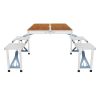 136*85.5*67cm 50kg Aluminum Alloy Table And Chair One Piece Camping One Piece Table And Chair Wood Grain Color