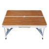 136*85.5*67cm 50kg Aluminum Alloy Table And Chair One Piece Camping One Piece Table And Chair Wood Grain Color