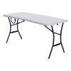 5-Foot Fold-In-Half Table Indoor Outdoor Picnic Party Camping Dining Table Gray